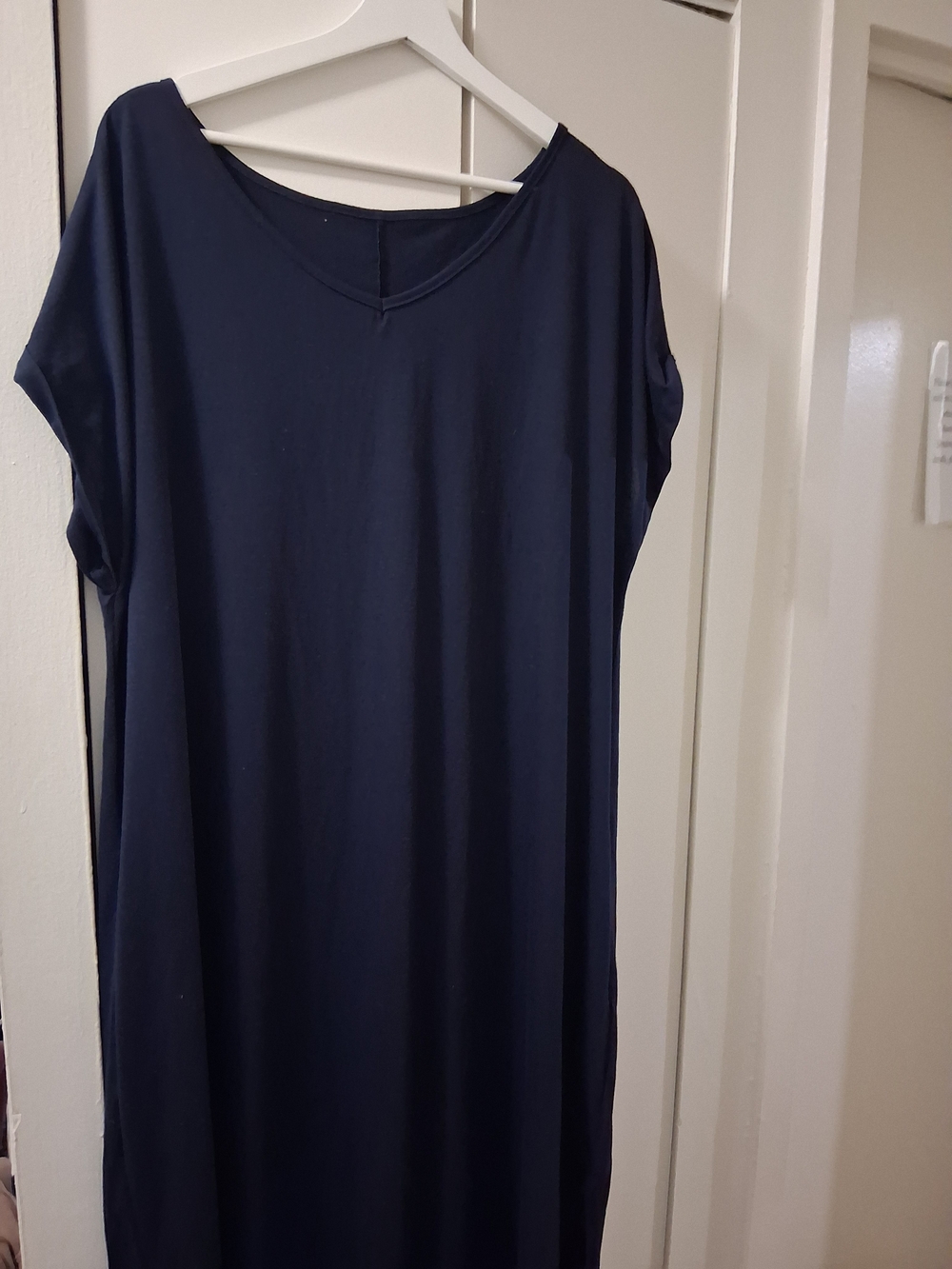 Women's Navy Maxi Dress with V-Neck